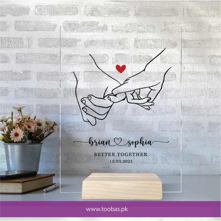 Personalized Couple Acrylic Plaque, Custom Name Gifts for Engagement